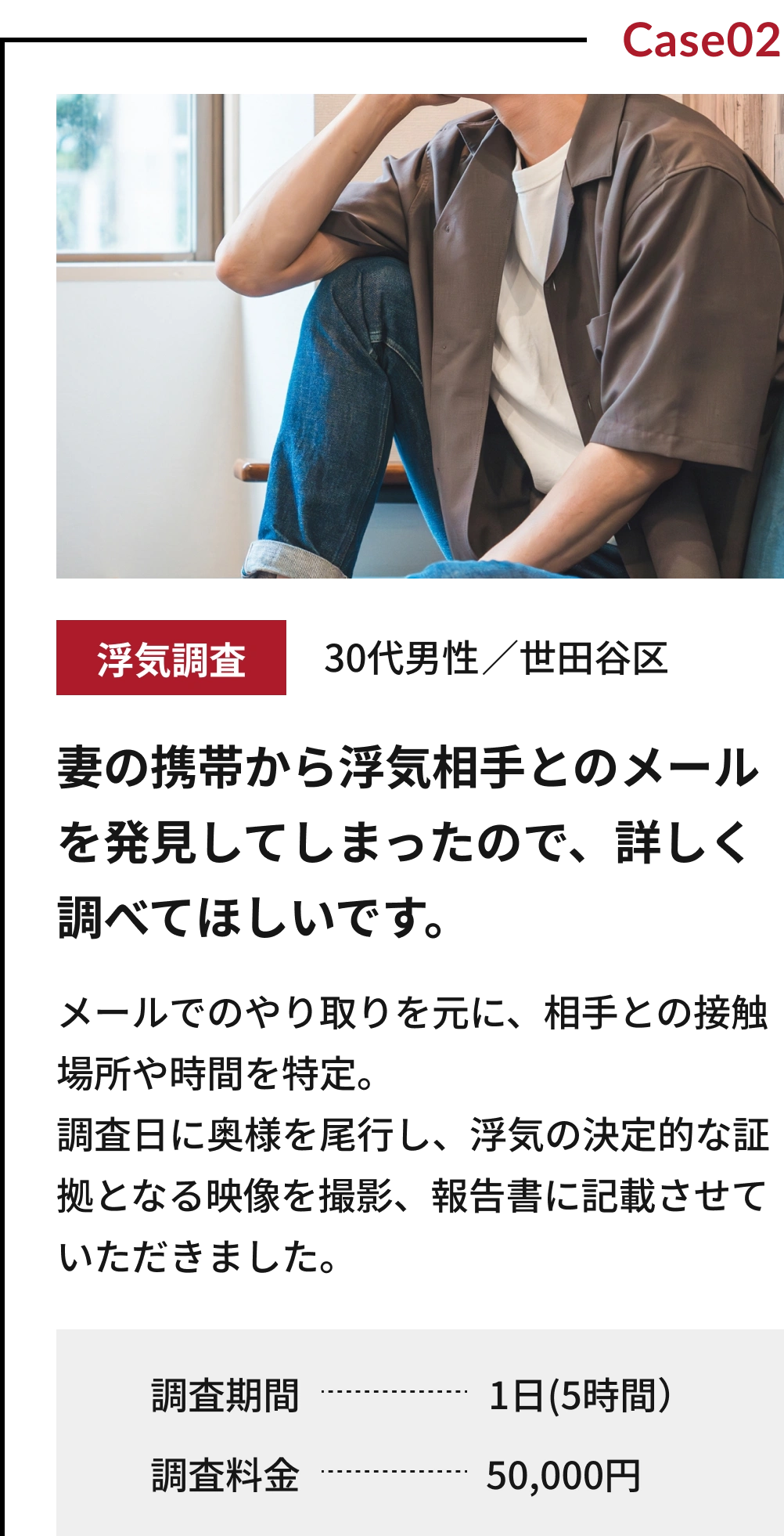 世田谷区30代男性の浮気調査事例